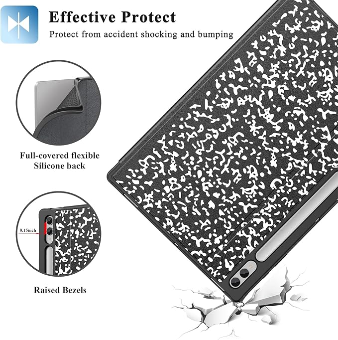 Supveco Case for Samsung Galaxy Tab S10 Ultra/Tab S9 Ultra/Tab S8 Ultra 14.6 Inch with S Pen Holder [Auto Wake/Sleep]Folio Stand Case with Soft TPU Back Cover for Tab S10/S9 Ultra 2024/2023-Book