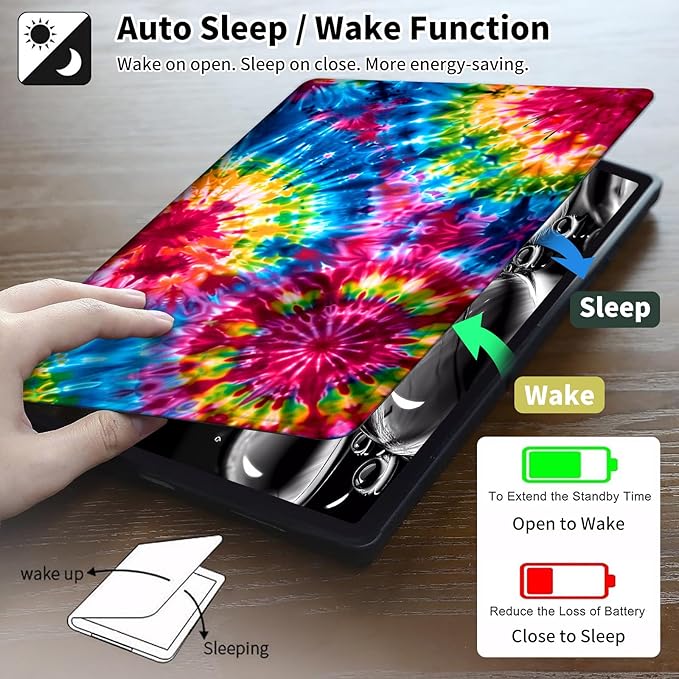 Case for All-New Amazon Kindle Fire HD 10 &amp 10 Plus Tablet (13th/11th Generation2023/2021 Release) 10.1 Leather Slim Adjustable Stand Smart Cover with Auto Wake/SleepRainbow Color