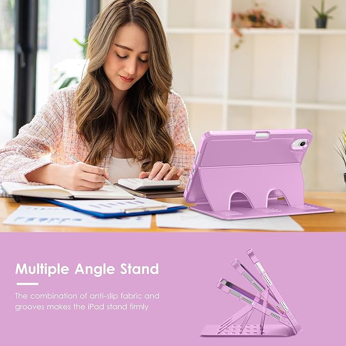 VIKESI Case for iPad iPad mini 7 (A17 Pro) and iPad mini 6Multiple Angles Magnetic Stand CoverShockproof Soft BackPencil Holderand Auto Sleep/WakePurple