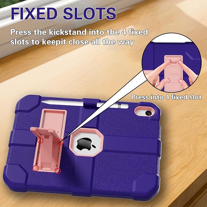 Case for iPad (A16) 11th Generation 11 Inch 2025 / iPad 10th Generation 10.9 Inch 2022 Rugged Heavy Duty Protective Cover [Built-in Pencil Holder ] for iPad 11/10 Gen (Darkpurple)