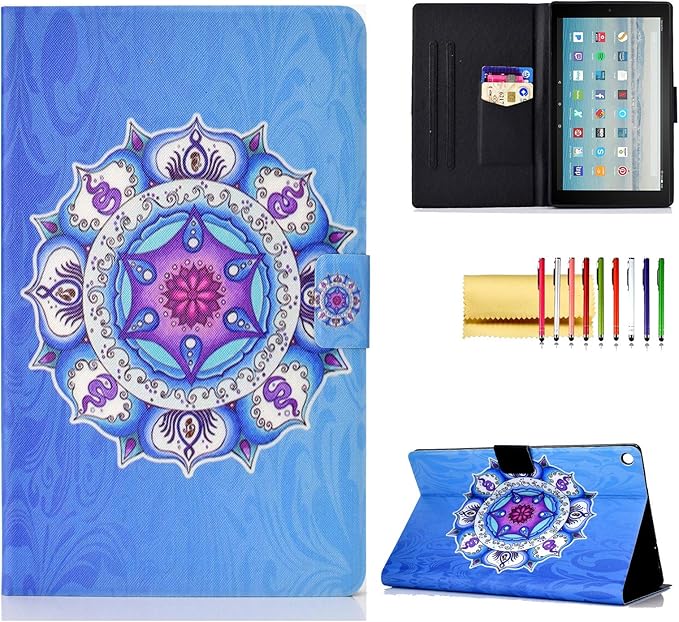 Case for Amazon Fire HD 10 Tablet (2015/2017/2019) Techcircle Slim Folding Stand Magnetic Smart Cover Soft TPU Back Protective Case for All-New Fire HD 10 5th/7th/9th Gen Auto Sleep Gyroscope