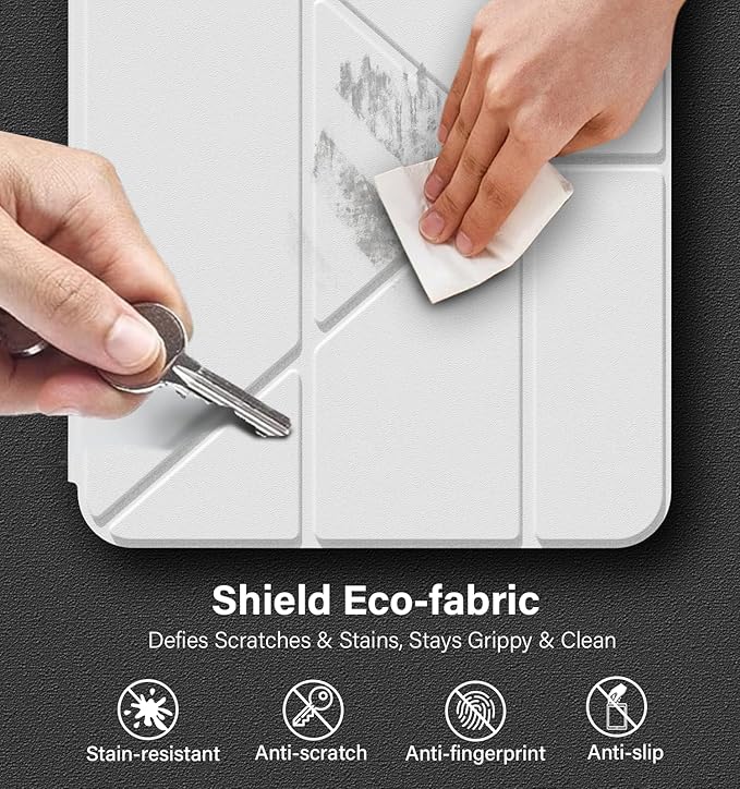 JKSML Case for iPad (A16) 11th/10th Gen with 8+ Viewing Angles DIY Detachable Sliding Cover Fully Clear Hard Back Shell Solid Y-fold Stand Pencil Holder for iPad 10.9 (2022)/ 11 (2025)-Gray-1