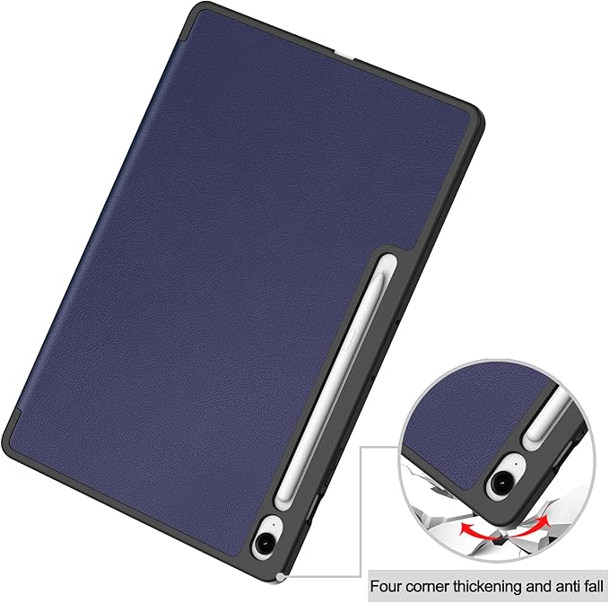 Case for Samsumg Galaxy Tab S10 FE+/S10 FE Plus 13.1 Inch 2025 (Model: SM-X620/SM-X626B) Trifold Stand Cover with S Pen Holder [Auto Wake/Sleep] PU Leather + Soft TPU Bumper Shell Darkblue