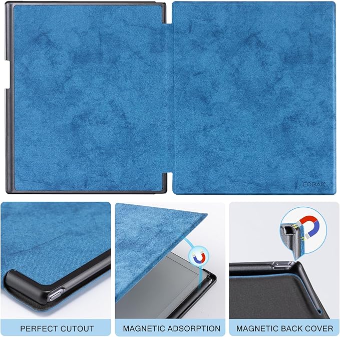 CoBak Case for Remarkable 2 Paper Tablet with Two Viewing Angles- Lightweight and Hard Back Shell Protective Book Folio Cover with Built-in Pen Holder - for 10.3 2020 Released (with Stand DenimBlue)