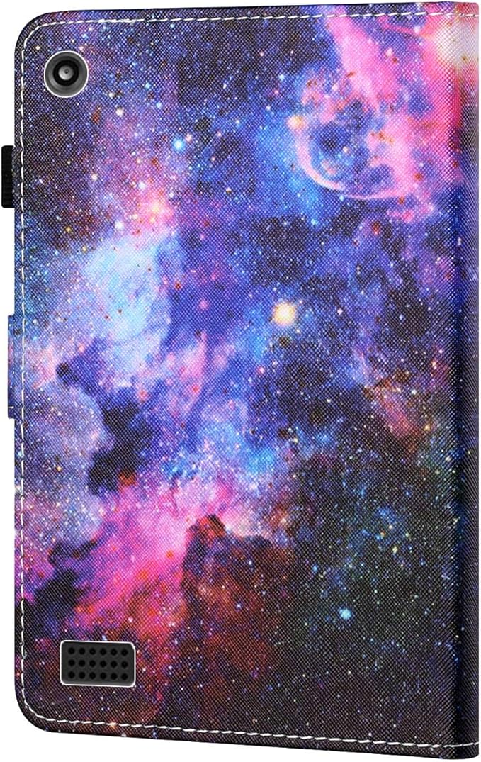 7 Kindle Fire 7 Tablet Case 9th/7th/5th Generation (2019/2017/2015 Release) with Stand Pencil Holder [Auto Wake/Sleep] Slim Smart Magnetic Folio PU Leather &amp TPU Back Cover Rainbow Galaxy