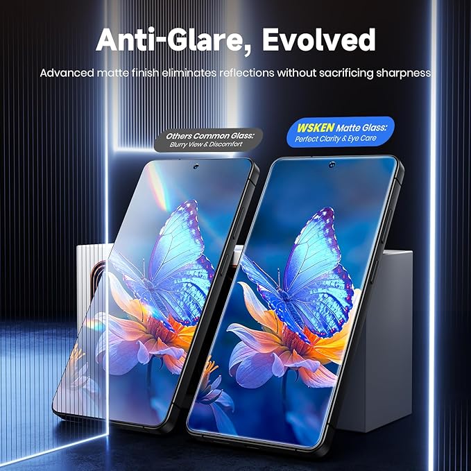 WSKEN Matte Privacy Screen Protector for Samsung Galaxy S26 Ultra - [Anti-Glare &amp Anti-Fingerprint] [24° Anti Spy] [Smooth as Silk] 9H+ Tempered Glass With Auto Fit Box Zero Bubble2 Pack