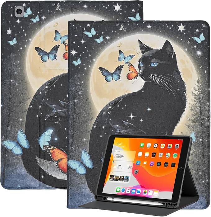 Cat Butterflies Moon