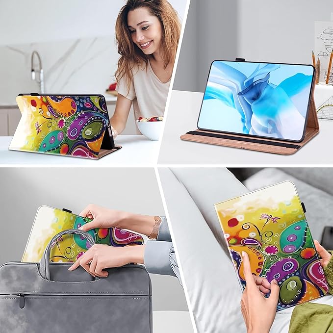Tablet Case for Samsung Galaxy Tab S10 Plus/ S7 FE 12.4 inch Multi-Angle Viewing Premium PU Leather Case with Card Holder for 12.4 Samsung Galaxy Tab S10+Plus/S7 FE - Flower Vine