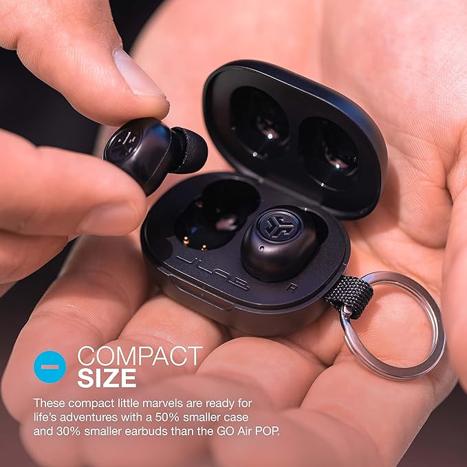 JLab JBuds Mini True Wireless Bluetooth Earbuds + Charging Case Charcoal Black IP55 Sweat and Dust Proof Bluetooth Multipoint Be Aware Audio 3 EQ Sound Settings Crystal Clear Calls