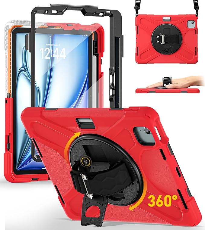 BRAECN Case for iPad Air 11 inch 2026(M4) 2025(M3) 2024(M2)iPad Pro 11 inch(4th/3rd/2nd/1st)&amp Air 10.9(5th/4th) Protective with Pencil Holder Screen Protector 360°Rotating Stand Handle Full Body