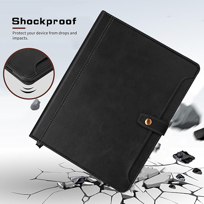 Case for iPad 11th 2025 A1610th 2022 Generation Leather 10.9 inch PU Leather iPad Case Cover with Pencil Holder Card Slots Smart Auto Sleep/Wake Protective Stand Case-Black
