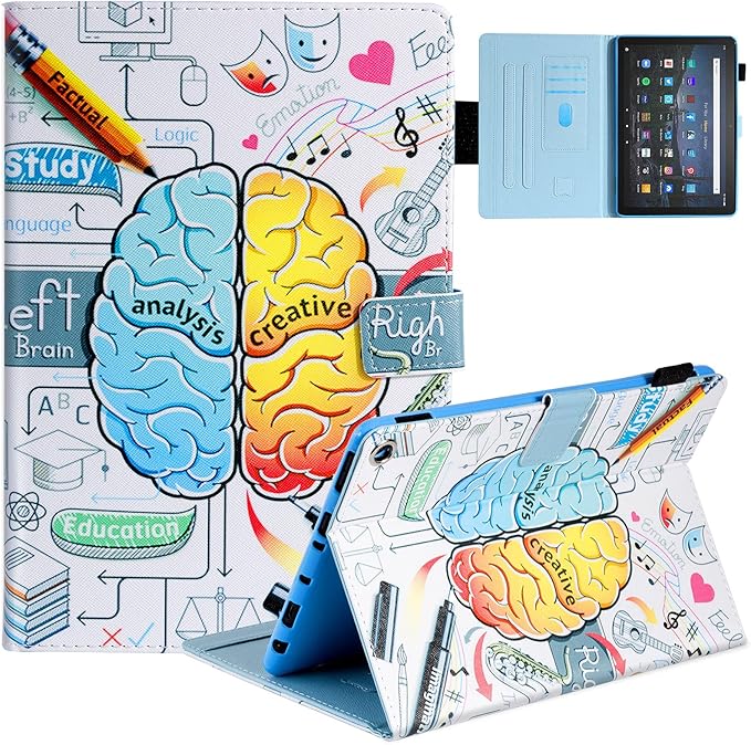 Dteck Case for All-New Fire HD 10 &amp HD 10 Plus Tablet (2021 Release 11th Generation) - Multi-Angle Folio Stand Premium Embossed Leather Protective Smart Cover with Auto Wake Sleep Smart Brain