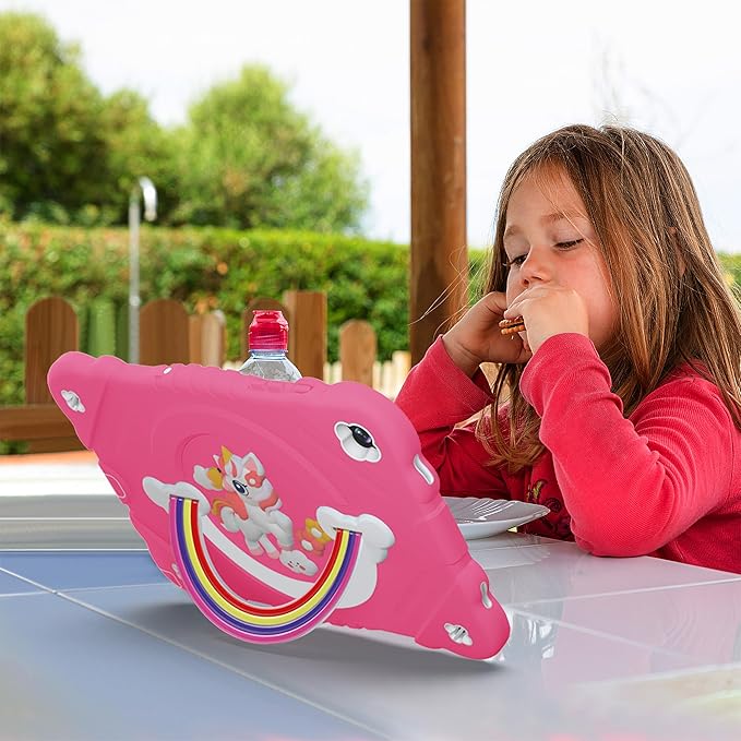 XZC Case for Samsung Galaxy Tab A9+/ A9 Plus Case 11 2023 (SM-X210/X216/X218) Unicorn Heavy Duty Shockproof Protective Case with Stand/Shoulder Strap for Kids Girls Women (Rose)