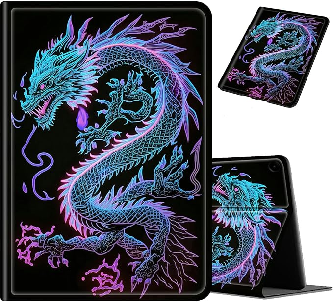 Case for Samsung Galaxy Tab A11+ / A9 Plus 11-Inch (2026/2024) Lightweight Adjustable Stand Folio Cover PU Leather Smart Protective Case with Auto Wake/Sleep Blue Dragon