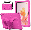 Kids Case Compatible with Kindle Fire HD 10 Tablet (13th/11th Generation 2023/2021 Release) Lightweight Shockproof Case EVA Foam Cover with Shoulder Strap &amp Stand Cover for Boys Girls(Rose Red)