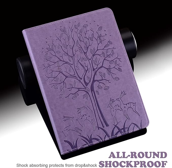 ALILANG for Kindle Fire Max 11 Case (13th Generation 2023 Release) Tree Embossed PU Leather Card Slot Shockproof Smart Cover for Kindle Fire Max 11 2023 Tablet Case -Purple