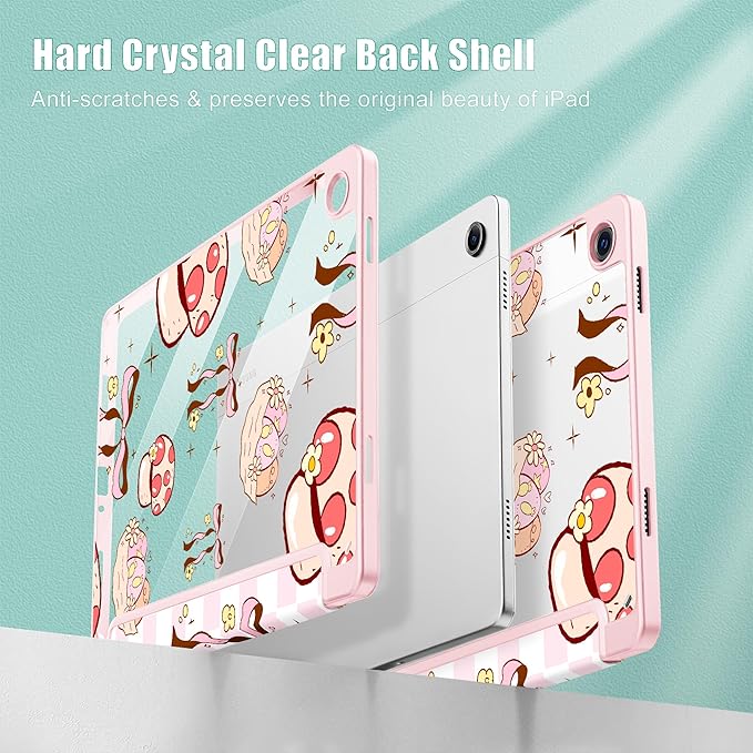 Tuiklol for Samsung Galaxy Tab A9+ Tablet 11” / A9+ Plus 2024 2023Buit-in S-Pen Holder with Clear Protective Cover Transparent Back Shell Auto Wake/Sleep Samsung Tab A9 Plus CoverGroovy-Bow