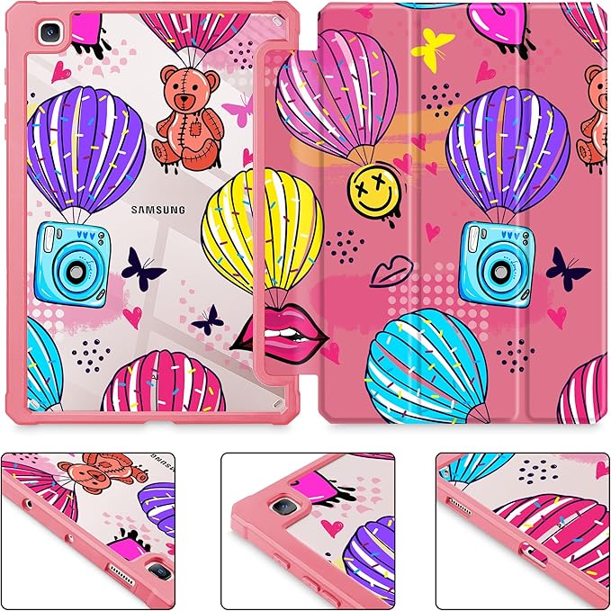 Mektron Case for Samsung Galaxy Tab S6 Lite 10.4 Inch 2024/2022/2020 with S Pen Holder Multi-Angle Viewing with Shockproof Cover Clear Shell + Trifold Stand + Auto Wake/Sleep Hand Drawn Graffiti