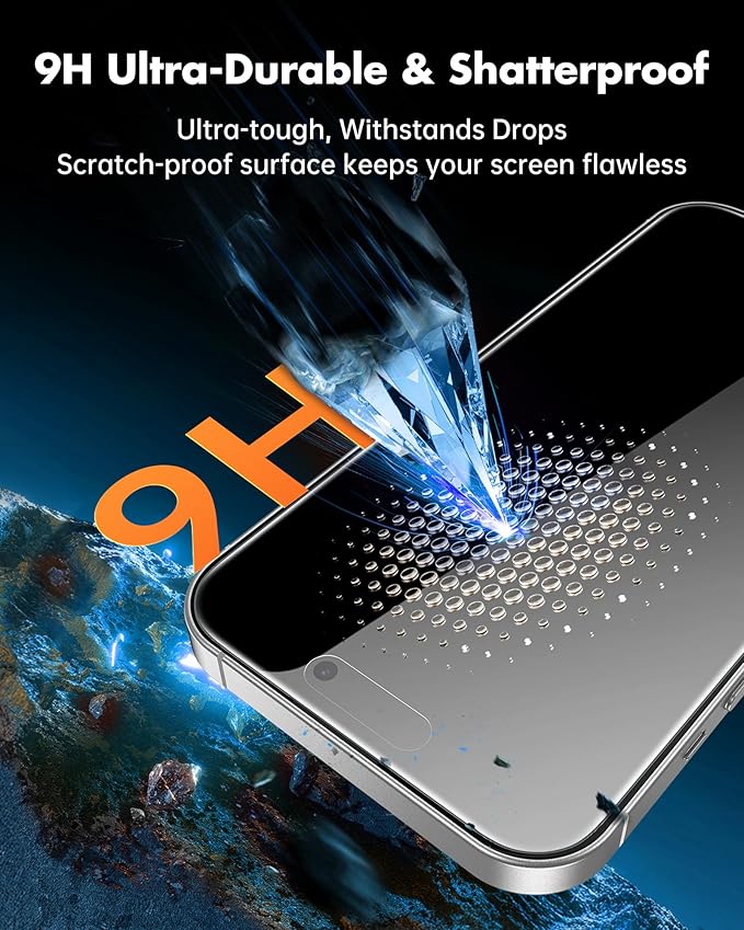 UNBREAKcable 4PCS Screen Protector for iPhone 16 Plus - 2 Privacy Tempered Glass+ 2 Clear Glass Double Shatterproof [Installation Frame] [9H Hardness] [Case Friendly] Anti-Scratch iPhone 6.7 inch