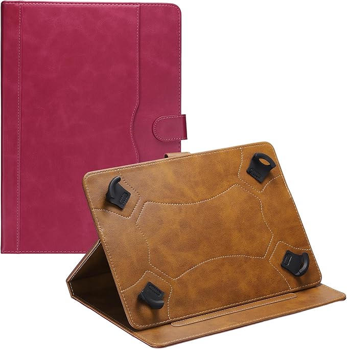Tablet Case (11.8 x 8.5 Inch) - PU Leather Folio Standing Protective Case Universal Protective Cover Case for 11-12.4 Inch Tablet Rose Red