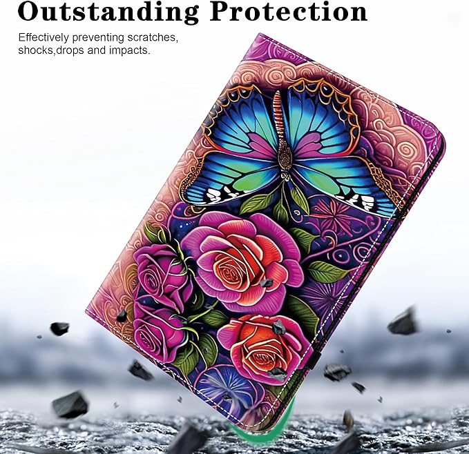 Case for Lenovo Idea Tab Pro 12.7 inch 2025 Tablet Multi-Angle Viewing Premium PU Leather Stand Case with Elastic Strap &amp Card Slots/Holder for Lenovo Idea Tab Pro 12.7 - Colorful Butterfly