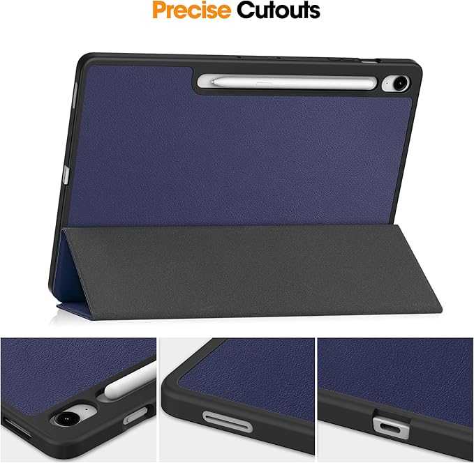 Case for Samsumg Galaxy Tab S10 FE+/S10 FE Plus 13.1 Inch 2025 (Model: SM-X620/SM-X626B) Trifold Stand Cover with S Pen Holder [Auto Wake/Sleep] PU Leather + Soft TPU Bumper Shell Darkblue