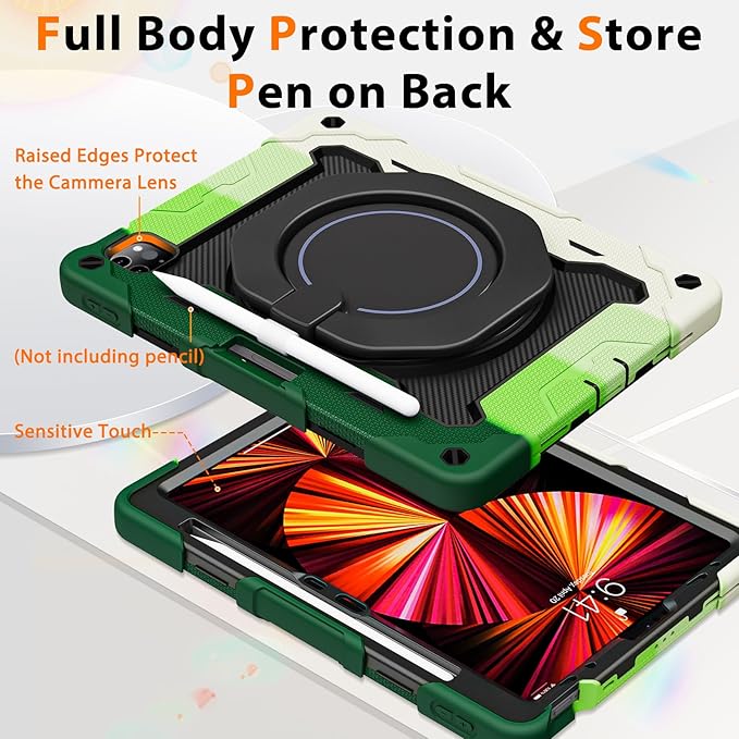 ROISKIN for iPad Air 11 inch M4/M3/M2 Case iPad Pro 11 inch 4th/3rd/2nd/1st GenerationiPad Air 5th/4th 10.9 inch CaseHeavy Duty Shockproof with 360 Stand Handle Shoulder Strap Pen Holder for Kids