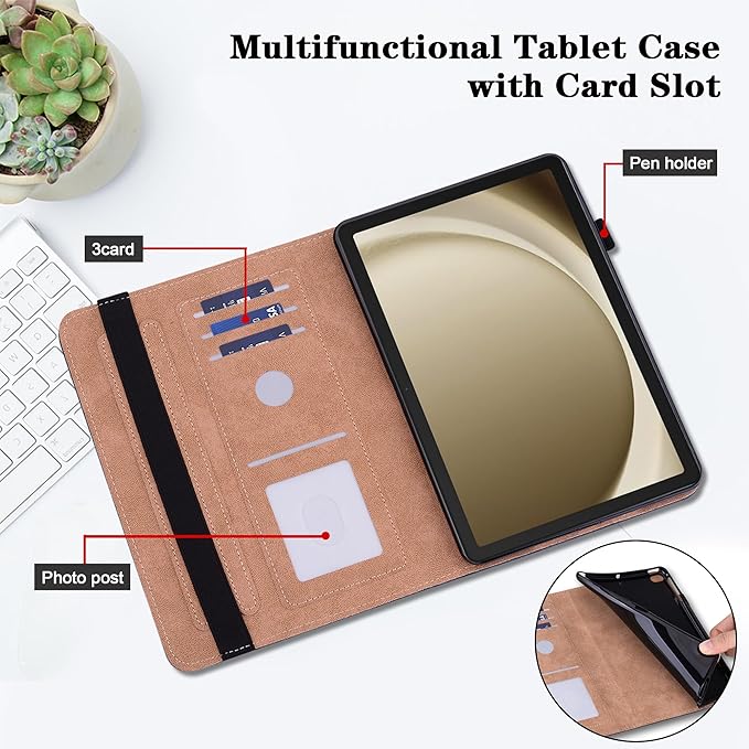 Case for Lenovo Yoga Tab Plus Tablet 12.7 Inch 2025 Multi-Angle Viewing Premium PU Leather Stand Case with Elastic Strap &amp Card Slots for Lenovo Yoga Tab Plus 12.7 Tablet-Pink Butterfly