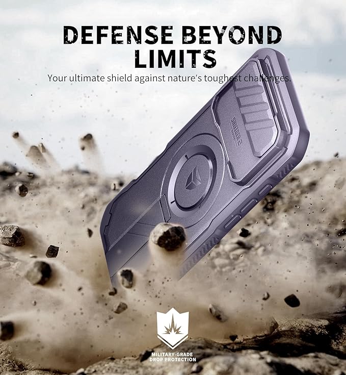 Dexnor for iPhone Air Case with Slide Camera Cover &amp Adjustable Kickstand &amp Built-in Screen Protector Compatible with MagSafeRugged Cases Heavy-Duty Magnetic Protective CoverPhantom Purple