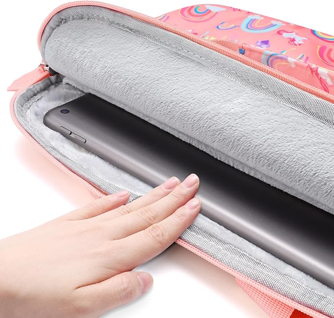 Kids Tablet Bag for Girls Kids Tablet Carrying Case for Fire HD 10 HD 8 Fire 7 Sleeve Bag Kid Kindle Bag iPad Bag for Kid Rainbow Unicorn Pink