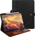 Case for iPad 11th 2025 A1610th 2022 Generation Leather 10.9 inch PU Leather iPad Case Cover with Pencil Holder Card Slots Smart Auto Sleep/Wake Protective Stand Case-Black