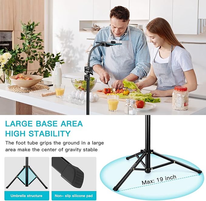 74 Flexible Phone Tripod Tall Cell Phone Tripod with Adjustable Gooseneck &amp Remote Portable Camera Cellphone Stand for Video Recording Compatible with iPhone Android
