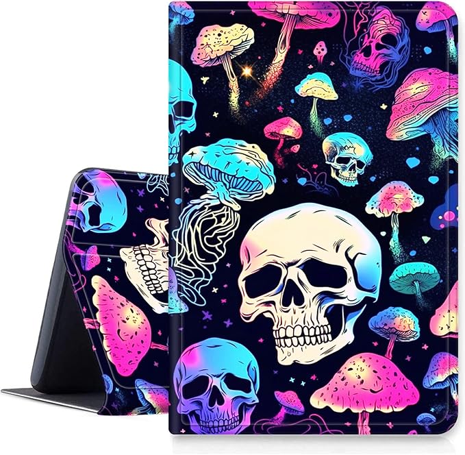 Case for iPad Pro 13 Inch Case 2024 M4 (7th Generation) PU Leather Smart Protective Cover with Auto Sleep/Wake for iPad Pro 13 2024Mushroom Skull