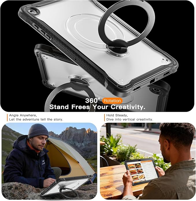 Lunivop Compatible with Samsung Galaxy Tab A11 Plus Case 11 Inch with 360° Rotating Aluminium Stan Stand Built-in 9H+ Hardness Screen Protector Military - Grade Tablet Cover for A11+ Plus Black