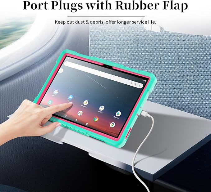 for Onn 10.1 inch Tablet Case 2024for Onn 10.1 Tablet Case Gen 4 Shockproof Rugged Kids Cover with Screen Protector Shoulder Strap for Walmart 10.1 (2024 Model:100135925)(GreenPink+2Pcs)