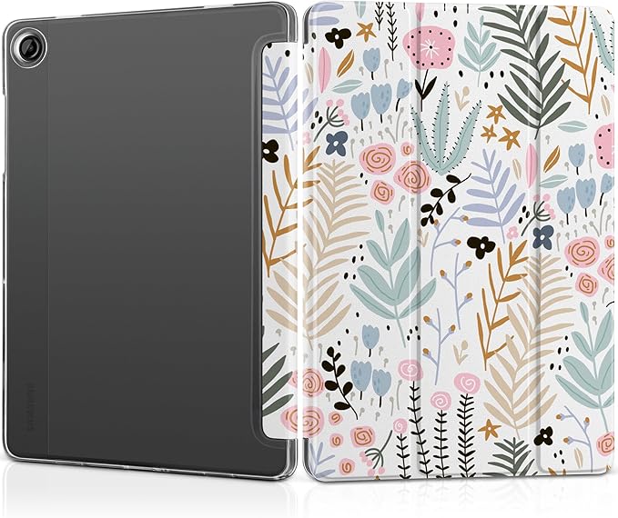 DONGKE Case for Samsung Galaxy Tab A11 Plus A11+ 11 inch (2025/2026) &amp Tab A9 Plus A9+ 11 inch (2024/2023) Slim Smart Stand Cover with Translucent Hard Back Auto Wake/Sleep - Tiny Flowers
