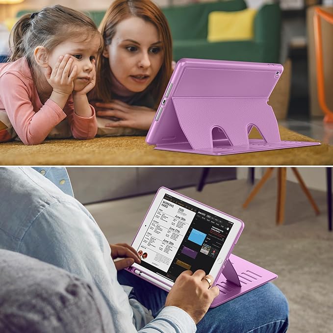 VIKESI Case for iPad 9th / 8th / 7th Generation 10.2 inch (2021/2020/2019 Released)Multiple Angles Magnetic Stand CoverShockproof BackPencil Holderand Auto Sleep/WakePurple