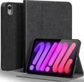 Gexmil Leather Case for iPad mini 7 (A17 Pro) 2024 / iPad mini 6 Generation 2021 8.3 InchPremium Cowhide Cover with Adjustable Stand Auto Wake/SleepPalm-Print Black