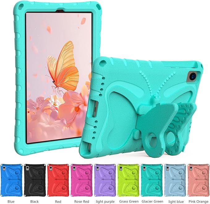 YEMENGHUA Heavy Duty Protection Compatible with Samsung Galaxy Tab S5e 10.5 (2019) SM-T720Lightweight EVA Kid Friendly Shockproof Protective CaseShoulder Strap Case Butterfly Kids Case(Green)