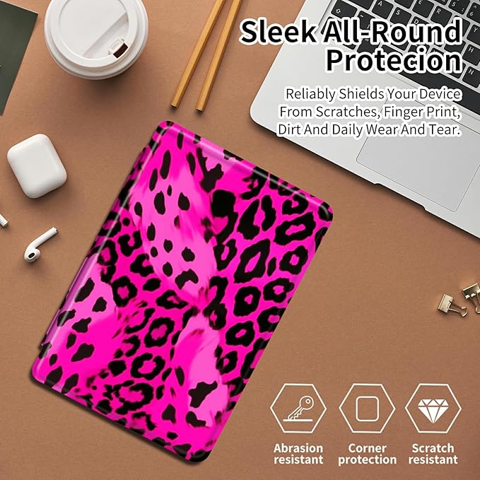 Case for Samsung Galaxy Tab S6 10.5 2019 (Model SM-T860/T865/T867) Pink Leopard Print Theme 360 Degree Rotating Stand Smart Protective Cover for Samsung S6 T860 Tablet