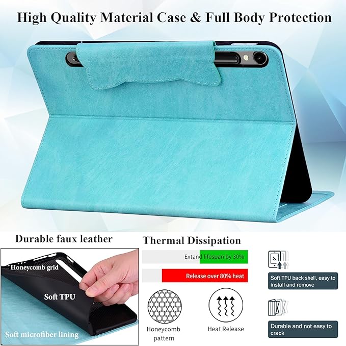 Case for Samsung Galaxy Tab S10 FE+/S10 FE Plus 13.1 Inch 2025 (SM-X620/SM-X626B) with Pockets Multi-Angle Stand PU Leather &amp TPU Back Shockproof Magnetic Closure Folio Wallet Cover SkyBlue