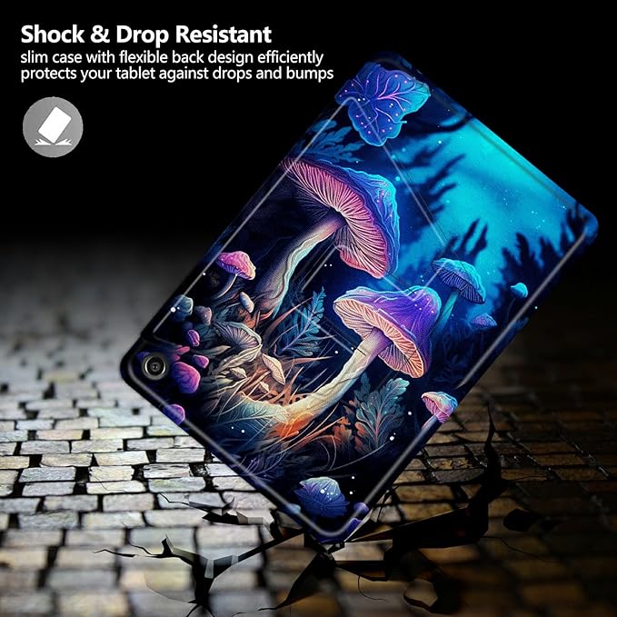 Case for All-New Kindle Fire HD 10 &amp 10 Plus Tablet (11th Generation2021 Release) 10.1360 Degree Rotating Swivel Stand Protective Cover for Fire HD 10 TabletColorful Mushrooms
