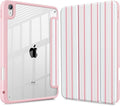 Case for iPad 11 inch A16 2025 Generation 11th / iPad 10.9 inch 2022 10th Gen Buit in Pencil Holder with Shockproof Cover Clear Transparent Back Shell Auto Wake/Sleep Elegant Stripes