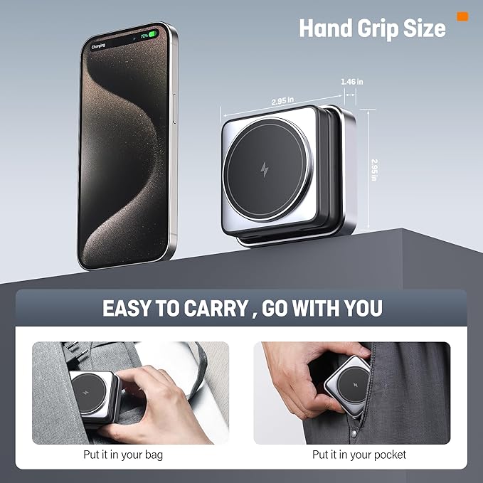 【2026 Upgraded】Wireless Charger 3 in 1 Foldable Wireless Charging Station with Night Light for Apple MagSafe Charger Travel Magnetic Charger Stand Nightstand Fast 15W Charging Station (20W Adapter)