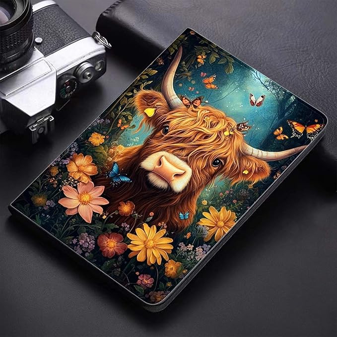Case for Samsung Galaxy Tab A11 / Tab A9 8.7-Inch 2025/2023Slim Protective LeatherAuto Wake/SleepAdjustable Viewing Angle Stand.Art Highland Cow