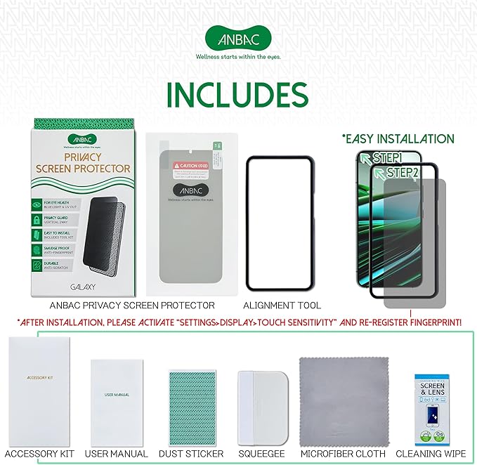 [1 Pack] Compatible for Samsung Galaxy S22 Privacy Screen Protector 6.1”Samsung Galaxy S22 Anti-Glare Screen Protector PrivacySupport Fingerprint UnlockEasy InstallationScratch Resistant