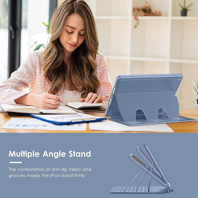 VIKESI Case for iPad 9th / 8th / 7th Generation 10.2 inch (2021/2020/2019 Released)Multiple Angles Magnetic Stand CoverShockproof BackPencil Holderand Auto Sleep/WakeMist Blue