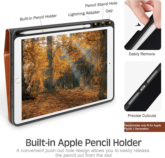 KingBlanc Case for iPad Air (3rd Generation) 10.5 2019 / iPad Pro 10.5 inch 2017 Case with Apple Pencil Holder Vegan Leather Smart Cover Auto Sleep/Wake Multi-Angle Folding Brown