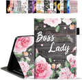 Case for Amazon Kindle Fire 7 Tablet (7 Display 9th/7th Generation 2019/2017 Release) - PU Leather Folio Case with Smart Auto Wake/Sleep Floral Quote Boss Lady
