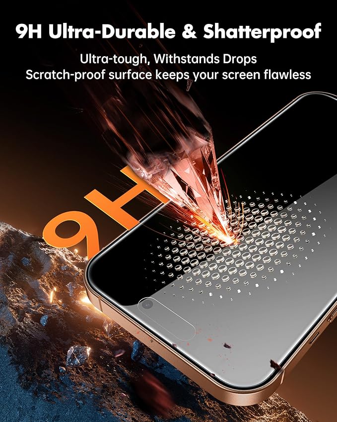 UNBREAKcable 4PCS Screen Protector for iPhone 16 Pro Max - 2 Privacy Tempered Glass+2 Clear Glass Double Shatterproof [Installation Frame] [9H Hardness] [Case Friendly] Anti-Scratch iPhone 6.9 inch